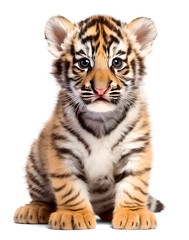 Fototapeta premium cute tiger cub, isolated background. Generative Ai