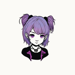 face of cute girl with colorful hair