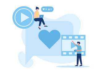 Play social media trending concept flat illustration