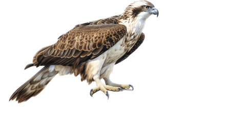 Fototapeta premium an Osprey, Pandion haliaetus. Portrait, in various positions, raptor nesting, Nature-themed, photorealistic illustrations in a PNG, cutout, and isolated. Generative AI