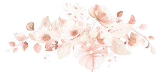 Creamy Brown Sunflower Watercolor Flower Transparent Background. Neutral Spring Botanical Floral Illustration