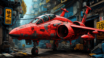 Sharp Wings: An Illustrator Drawing of a Warplane