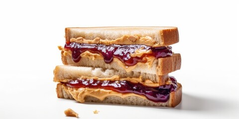 a horizontal format, Peanut butter, and jelly sandwich Food-themed in a JPG format. Generative AI