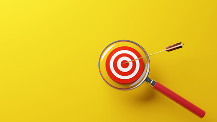 Focused Business Strategy on Yellow Background with Dartboard and Arrow Symbol