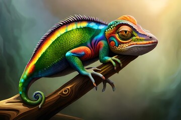 chameleon on a branch AI-Generated 