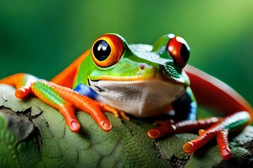 Fototapeta premium red eyed tree frog AI-Generated 
