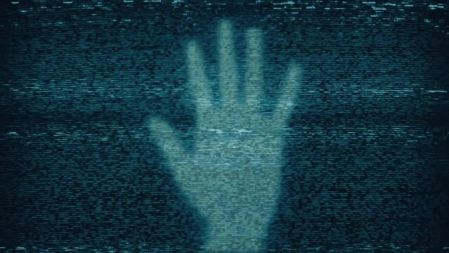 Hand Image Opens In Television Static