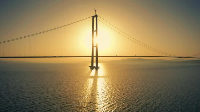 Dardanelles Bridge, The 1915 &Ccedil;anakkale Bridge Sunset Aerial