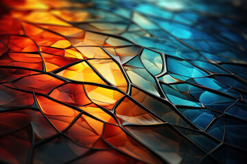 Abstract background, stained-glass window from multi-colored glasses. AI generative.