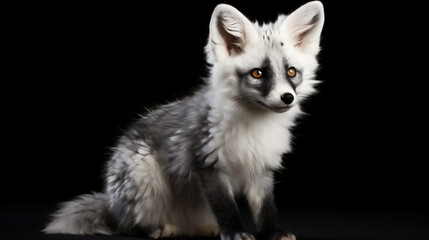 Obraz premium Exquisite Marble Fox (Vulpes vulpes fuliginosus) Close-up Portrait - Displaying Vivid Fur Texture. Generative AI.