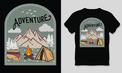 Adventure Camping Outdoor T-shirt Design.