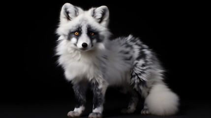 Obraz premium Elegant Close-Up of a Marble Fox (Vulpes vulpes fuliginosus) - Also Known as Arctic Fox (Marble Phase) - Full Body Isolated. Generative AI.