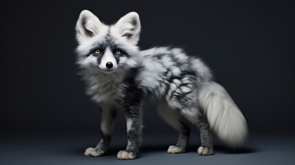 Obraz premium Marble Fox (Vulpes Vulpes Fuliginosus) Studio Portrait Shot on a Black Background. Also Known as an Arctic Fox (Marble Phase).
