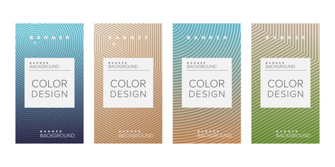 Background banner geometric line color design vector, vertical banner set