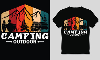 Camping Outdoor T-Shirt Design.