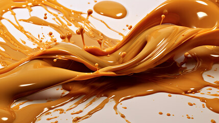 Silky Smooth Flowing Caramel Delight: A Tasty Journey. Generative AI
