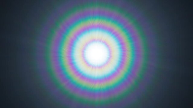 Halo rainbow circular lens flare with ray. 2D computer rendering animation