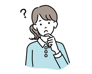 考える女性のイラスト