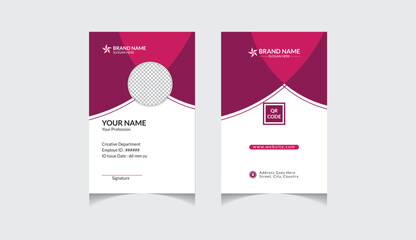 digital Id card design in vertical layout, Geometric and carve professional identity card.