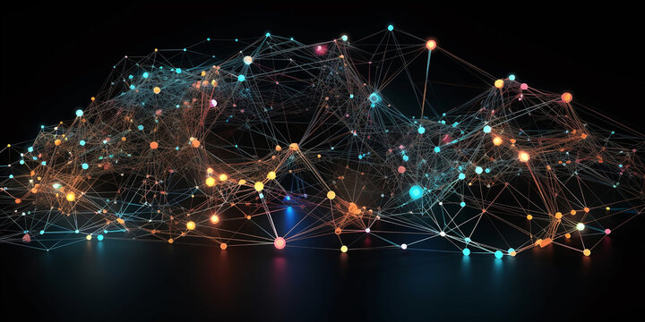 Dark background of colorful spots or stars in space style. Generative AI