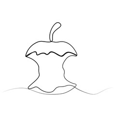 continuous drawing of a bitten apple in one line. , vector image