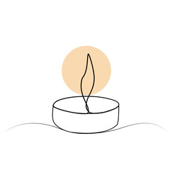 continuous drawing of a candle with one line. vector image