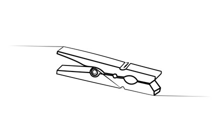 continuous single line drawing of clothespins in one line.