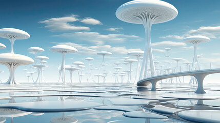 Into the Futures: Utopian Minimal Cityscape with Infinite Possibilities
