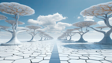 Into the Futures: Utopian Minimal Cityscape with Infinite Possibilities