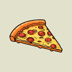 Pizza Slice, Food Illustration, Isolated, Vector Art