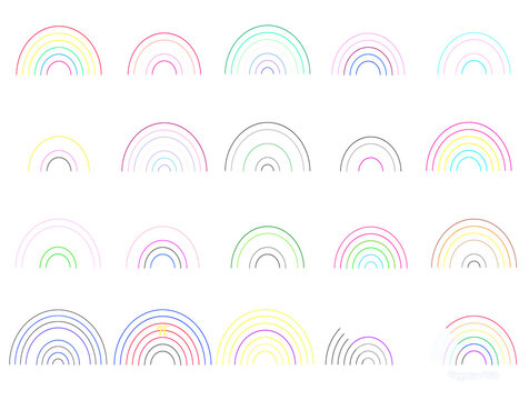 Image made by me of some pride flags represented in rainbows with very simple lines, slightly illuminated so that they have a neon touch. NO BACKGROUND
