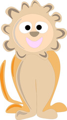 Funny lion on a white background, children's drawing