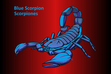 Scorpion on abstract Red Background - Illustration, 
Cuban Blue Scorpion