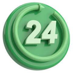 24 hours service icon. 3D illustration.