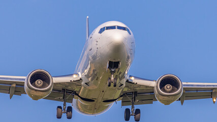 close up detail of landing plane