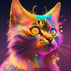 colorful cat, generative ai, ai generated