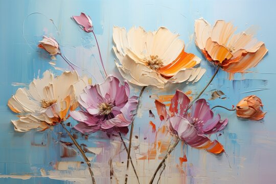 oil painting on canvas in pastel colors