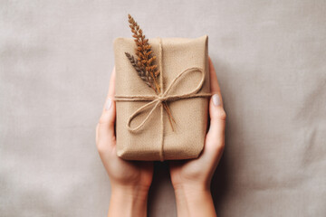 woman's hands holding a box with a bow. This image can be used to create concepts related to gifts, holidays, anniversaries or any other events where gift-giving is necessary.