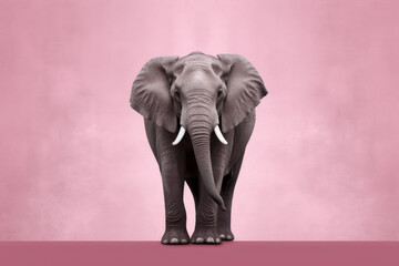 Fototapeta na wymiar elephant standing on a pink background. conceptual ideas related to nature, animals, exotic countries, and travel