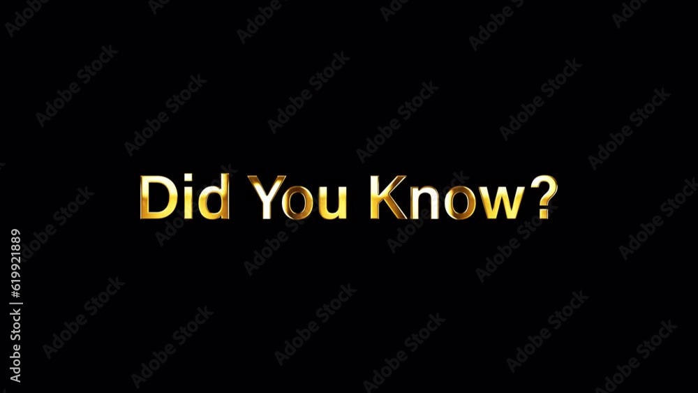 Poster loop did you know golden shine light motion text effect animation on black abstract background. prom