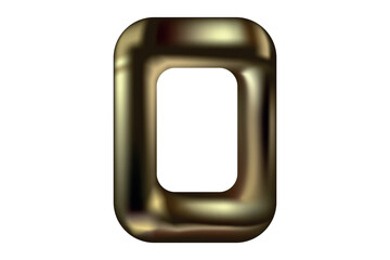 Gold square frame. Golden geometric 3d object isolated on white background