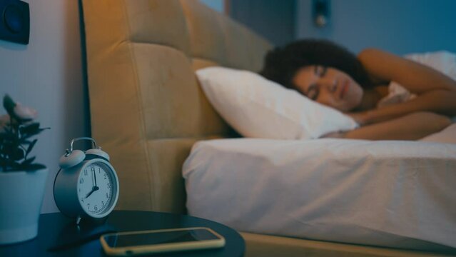 African American woman getting good sleep at home, healthy habits, bedtime