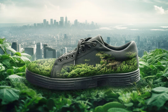 Footwear That Takes Into Consideration Its Carbon Emissions, Incorporating Greenery And Advocating For An Improved Environmental State Through City Recycling