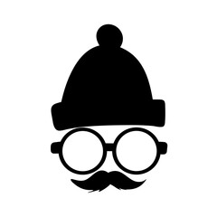 mustache, hat and eye glass glyph vector icon, modern concept