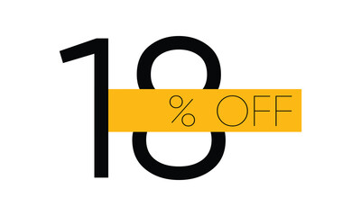 creative 18% sale off vector, typography 18% off sale, 18% off discount sale