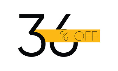 creative 36% sale off vector, typography 36% off sale, 36% off discount sale
