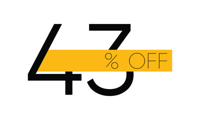 creative 43% sale off vector, typography 43% off sale, 43% off discount sale