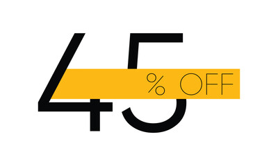 creative 45% sale off vector, typography 45% off sale, 45% off discount sale