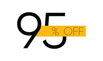 creative 95% sale off vector, typography 95% off sale, 95% off discount sale