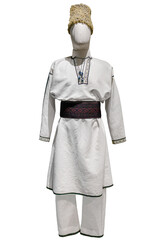 Ukrainian embroidered national traditional costume clothes isolated over white background